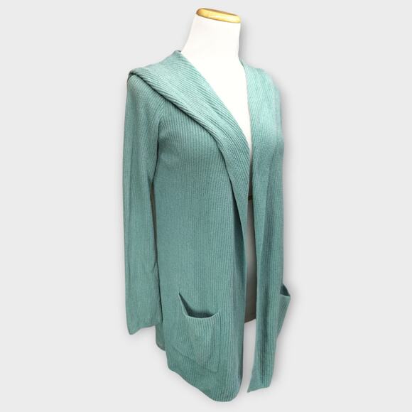 Womens Barefoot Dreams Green Soft Hooded Open Front Cardigan With Pockets Small - Picture 2 of 6